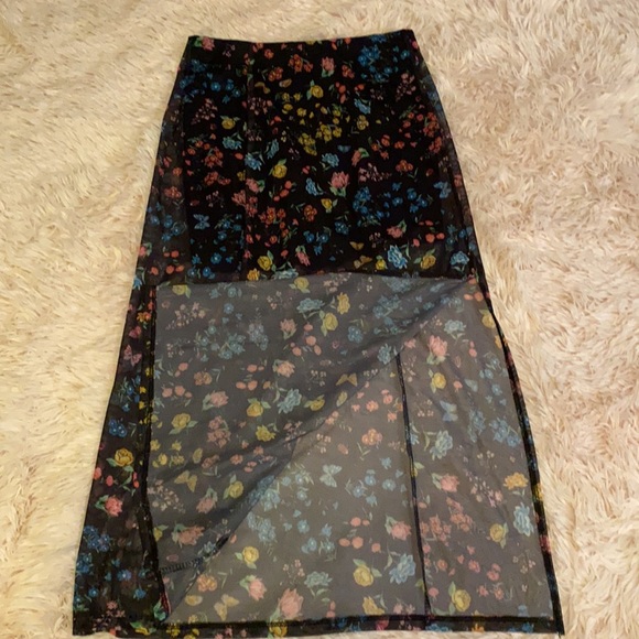See Through Floral Midi Skirt - Picture 2 of 2